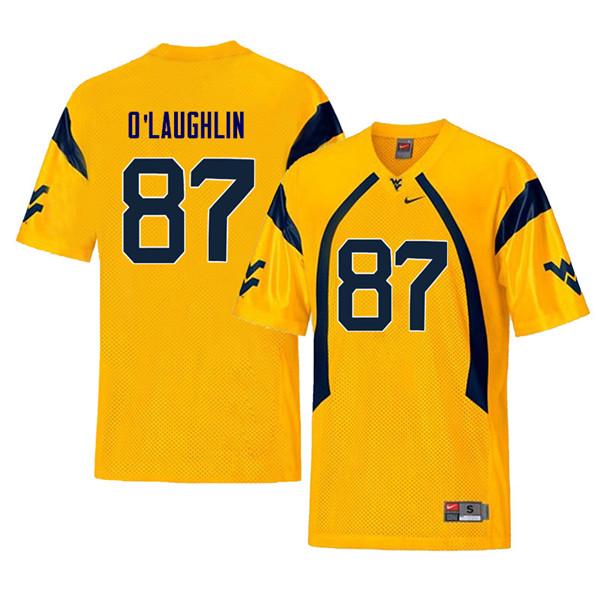 NCAA Men's Mike O'Laughlin West Virginia Mountaineers Yellow #87 Nike Stitched Football College Throwback Authentic Jersey GR23O22HL